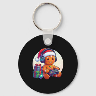 Funny Christmas Gamer Gingerbread Xmas Gaming Men  Keychain