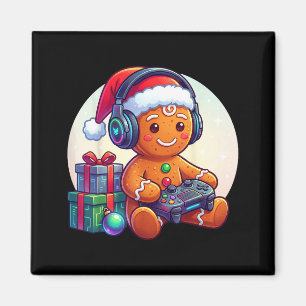 Funny Christmas Gamer Gingerbread Xmas Gaming Men Magnet