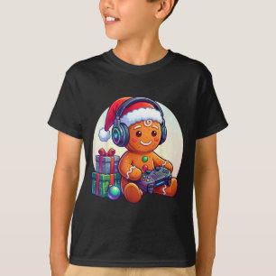 Funny Christmas Gamer Gingerbread Xmas Gaming Men T-Shirt