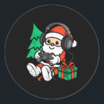 Funny Christmas Gamer Santa Xmas Vibes Gaming Men  Classic Round Sticker<br><div class="desc">Funny Christmas Gamer Santa Xmas Vibes Gaming Men Boys Kids</div>