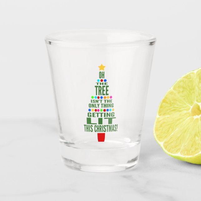 Funny Christmas | Getting Lit Holiday Humour Shot Glass (Front)