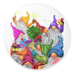 Funny Christmas Gift Happy Gnomes Ceramic Knob