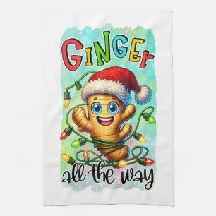 Funny Christmas ginger word art  Kitchen Towel