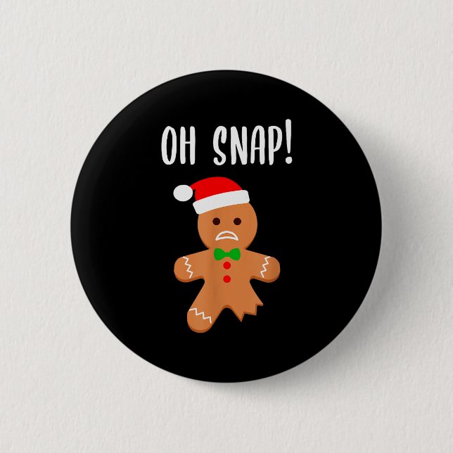 Funny Christmas Gingerbread Man Oh Snap Outfit Paj 2 Inch Round Button (Front)