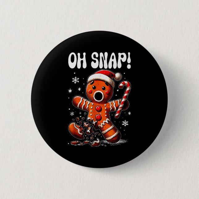 Funny Christmas Gingerbread Man Oh Snap Outfit Paj 2 Inch Round Button (Front)