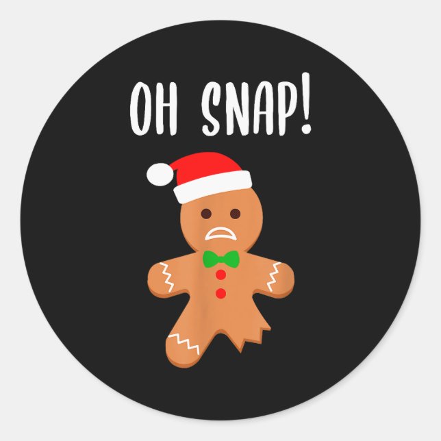 Funny Christmas Gingerbread Man Oh Snap Outfit Paj Classic Round Sticker (Front)