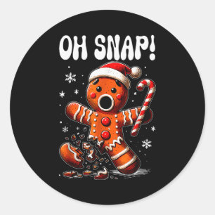 Funny Christmas Gingerbread Man Oh Snap Outfit Paj Classic Round Sticker