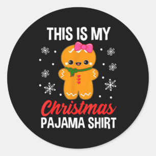 Funny Christmas Gingerbread Man Pajama Pj Outfit G Classic Round Sticker