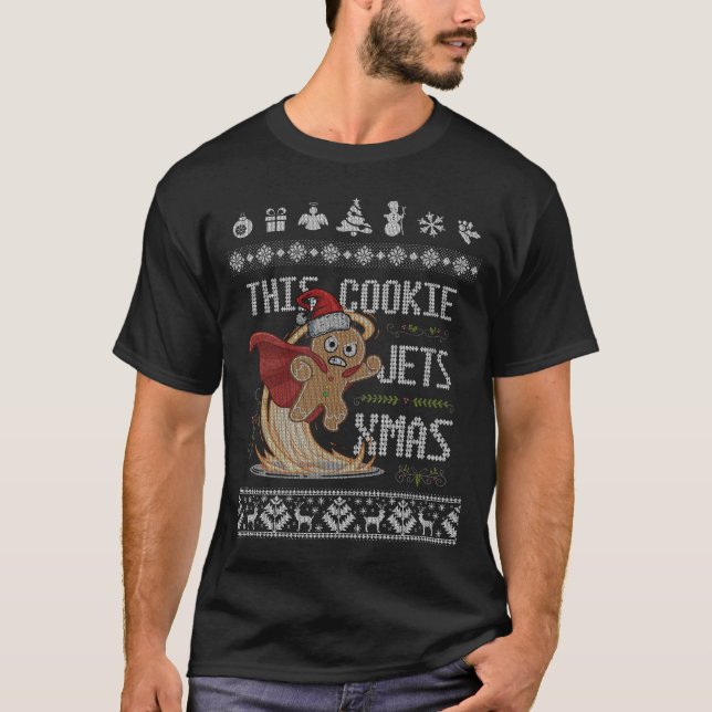 Funny Christmas Gingerbread Superhero T-Shirt (Front)
