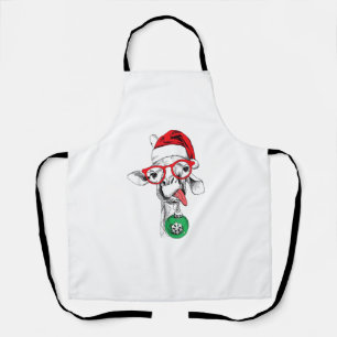 Funny Christmas Giraffe, Cute Giraffe Christmas Apron