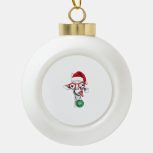 Funny Christmas Giraffe, Cute Giraffe Christmas Ceramic Ball Christmas Ornament