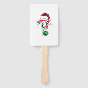 Funny Christmas Giraffe, Cute Giraffe Christmas Hand Fan