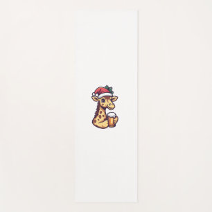Funny Christmas Giraffe With Beer Comic   Yoga Mat