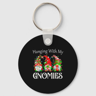 Funny Christmas Gnome Hanging With My Gnomies Fami Keychain