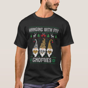 Funny Christmas Gnome Hanging With My Gnomies Fami T-Shirt