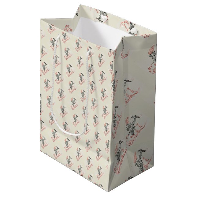 Funny Christmas Gnome  Medium Gift Bag (Front Angled)