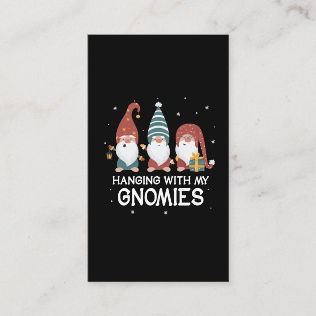Funny Christmas Gnomies Santa Claus Gnome Garden Business Card (Front)