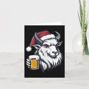 Funny Christmas Goat With Beer Comic  Card