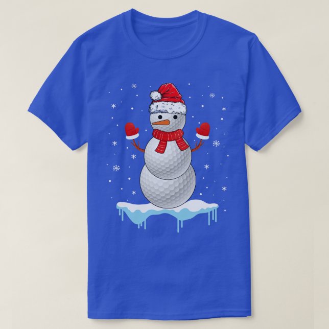Funny Christmas Golf Balls Santa Snowman T-Shirt (Design Front)