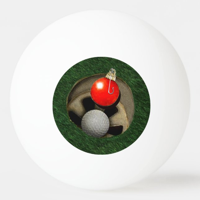 Funny Christmas Golf Holiday Ping Pong Ball (Front)