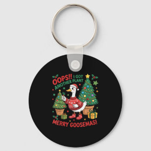 Funny Christmas Goose Oops I Got Another Plant Mer Keychain