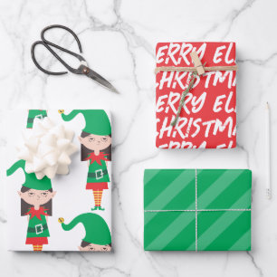 Funny Christmas Grumpy Girl Elf Wrapping Paper 