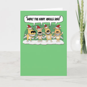 Funny Christmas: Hairy Dog Angels Holiday Card