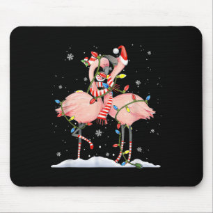 Funny Christmas Hat Santa Flamingo Light Xmas Paja Mouse Pad