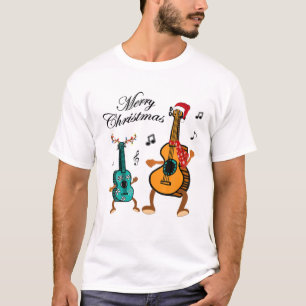 Funny Christmas Hat Santa Ukulele Gift T-Shirt