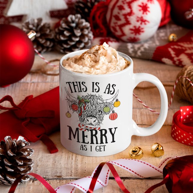 Funny Christmas Highland Cow Coffee Mug (funny christmas mug with highland cow)