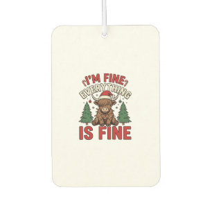 Funny Christmas Highland Cow I’m Fine Everything I Air Freshener