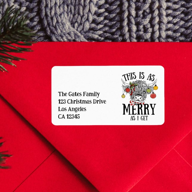 Funny Christmas Highland Cow Label (funny christmas highland cow return address label)