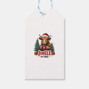 Funny Christmas Highland Cow Vintage Holiday Quote Gift Tags