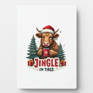 Funny Christmas Highland Cow Vintage Holiday Quote Plaque