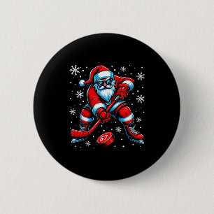 Funny Christmas Hockey Cool Santa Claus 6 7 Meme T 2 Inch Round Button