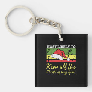 Funny Christmas Holiday Music Keychain
