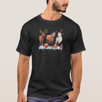 Funny Christmas Horses Santa Reindeer Light In Sno