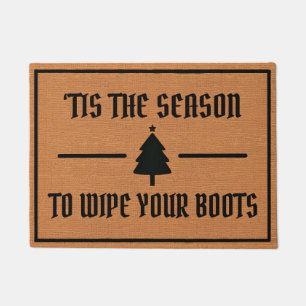 Funny Christmas Humour Rustic Simple Minimalist Doormat