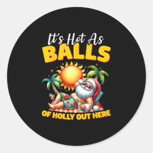 Funny Christmas In July Hawaii Santa Beach Summer Classic Round Sticker