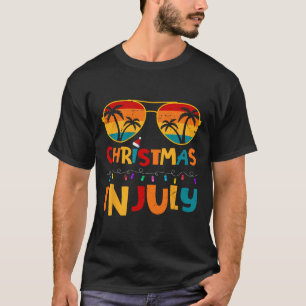 Funny Christmas In July Santa Hat Sungles Summer V T-Shirt