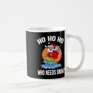 Funny Christmas In July Santa Surfing Summer Beach Coffee Mug