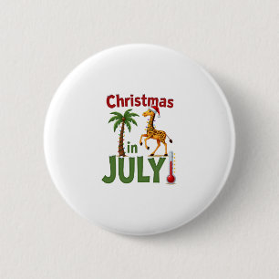 Funny Christmas in July Shirt Santa Giraffe Palm T 2 Inch Round Button