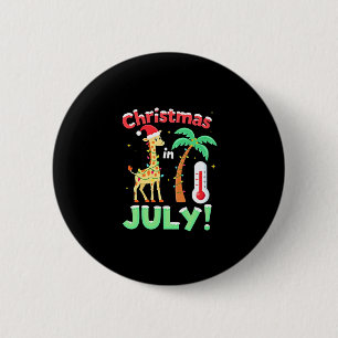 Funny Christmas in July Shirt Santa Giraffe Palm T 2 Inch Round Button