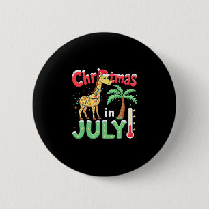 Funny Christmas in July Shirt Santa Giraffe Palm T 2 Inch Round Button