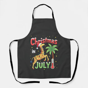 Funny Christmas in July Shirt Santa Giraffe Palm T Apron
