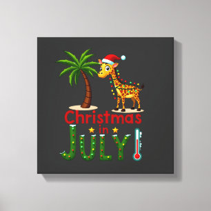 Funny Christmas in July Shirt Santa Giraffe Palm T Canvas Print