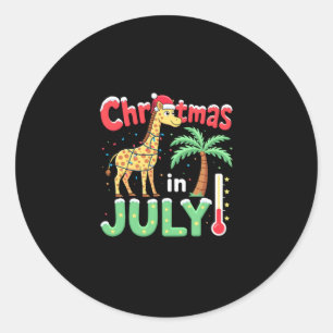 Funny Christmas in July Shirt Santa Giraffe Palm T Classic Round Sticker