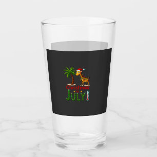 Funny Christmas in July Shirt Santa Giraffe Palm T Glass