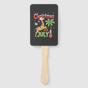 Funny Christmas in July Shirt Santa Giraffe Palm T Hand Fan