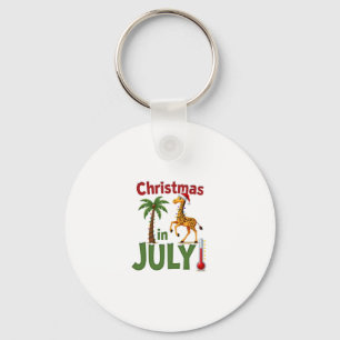 Funny Christmas in July Shirt Santa Giraffe Palm T Keychain